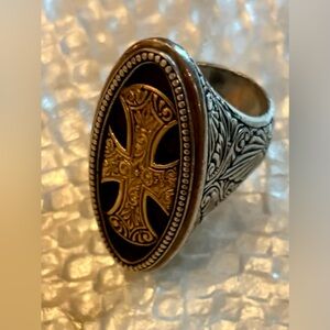 Konstantino Classics Large Oval Cross Silver & Gold Cocktail Ring